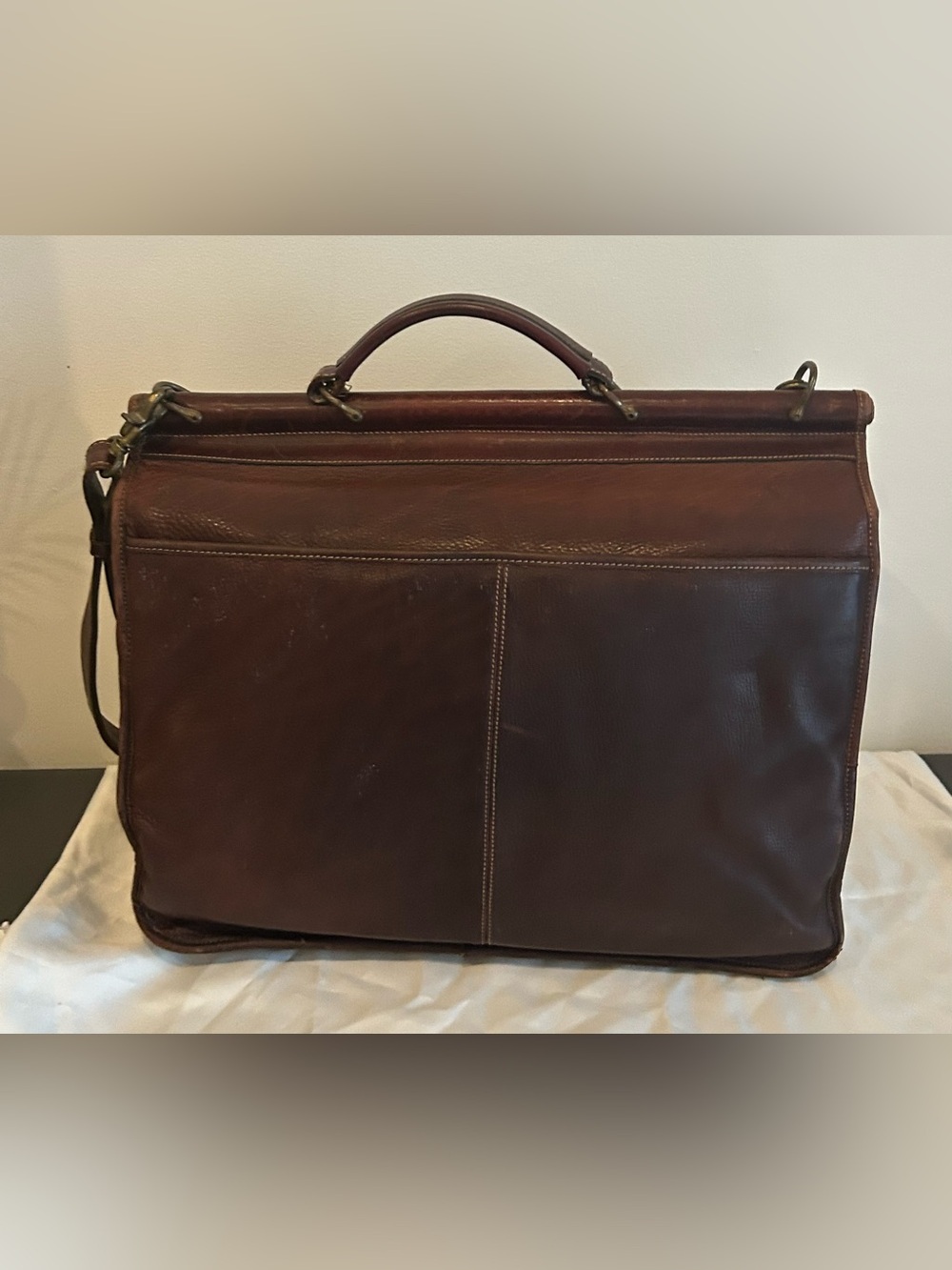 Vintage Fossil Brown Leather Messenger Briefcase Work Laptop Satchel Bag - Picture 7 of 14